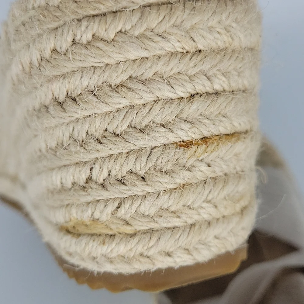 Eileen Fisher Willow Leather Espadrille Wedge Sandal Bone 8